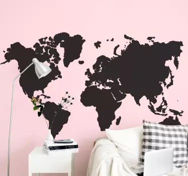 Naklejka na ścianę mapa świata Jednokolorowa mapa świata - TenStickers