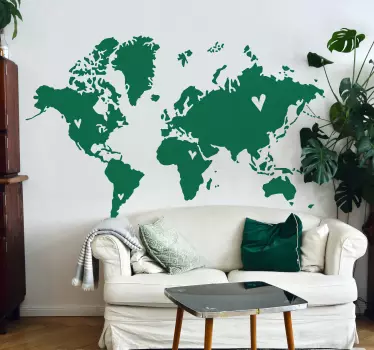 Naklejka na ścianę mapa świata Kocham świat - TenStickers