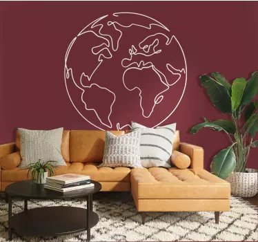 Naklejka na ścianę mapa świata Linie kuli ziemskiej - TenStickers