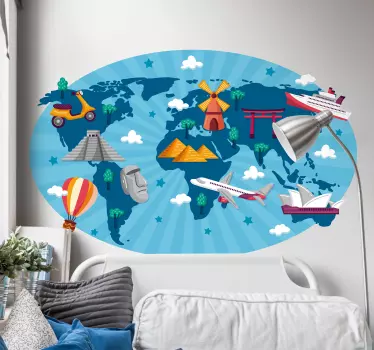 Naklejka na ścianę mapa świata Mapa świata dla dzieci - TenStickers