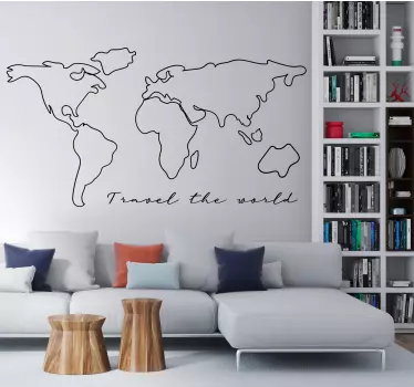 Naklejka na ścianę mapa świata Mapa świata z tekstem podróży - TenStickers