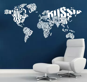 Naklejka na ścianę mapa świata nazwy państw - TenStickers