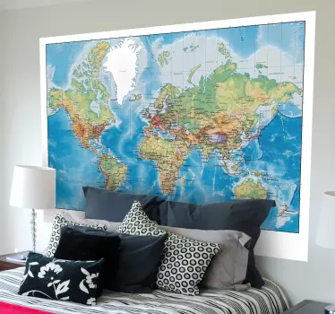 Naklejka na ścianę do salonu mapa świata - TenStickers