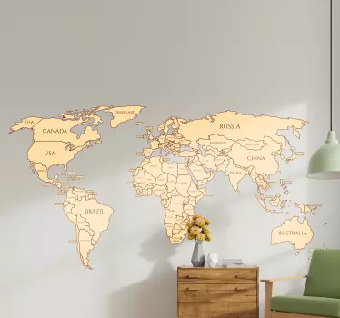 Naklejka na ścianę mapa świata wszystkie kraje - TenStickers