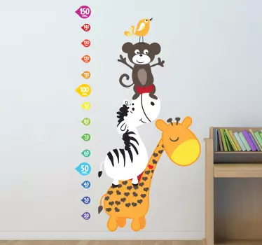 Naklejka na ścianę miarka zwierzęta - TenStickers