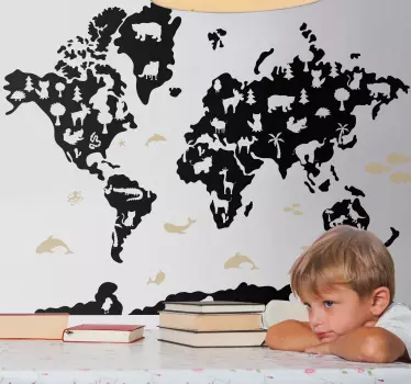 Naklejka na ścianę mapa świata projekt w kolorze czarnym - TenStickers