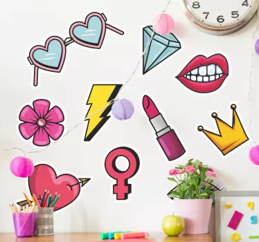 Naklejka na ścianę moda kolekcja kobiecych ikon - TenStickers