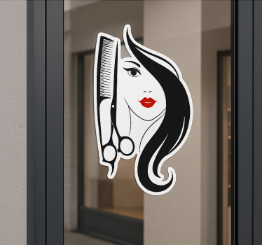 Naklejka na ścianę moda logo salonu fryzjerskiego - TenStickers