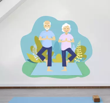 Naklejka na ścianę moda praktyka jogi dla seniorów - TenStickers