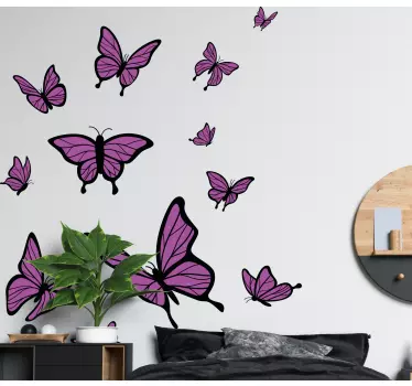 Naklejka na ścianę motyle fioletowe motyle w locie - TenStickers