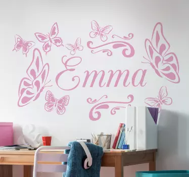 Naklejka na ścianę motyle imię napis - TenStickers