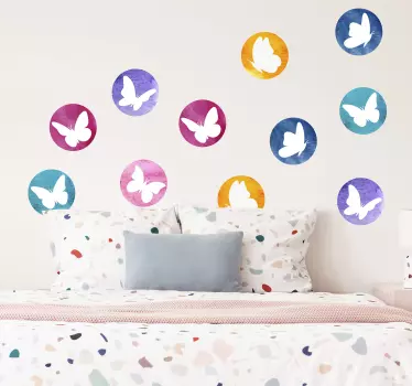 Naklejka na ścianę motyle kolorowe koła motyli - TenStickers