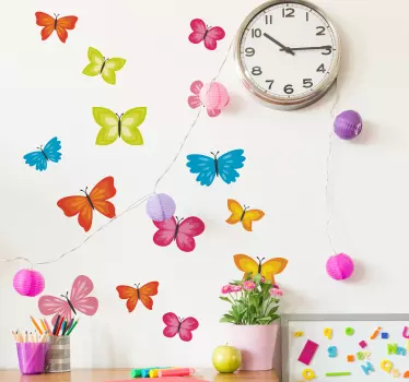 Naklejka na ścianę dla dzieci Kolorowe motyle - TenStickers