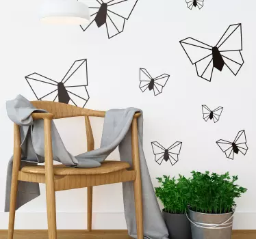 Wzór na ścianę motyle origami - TenStickers