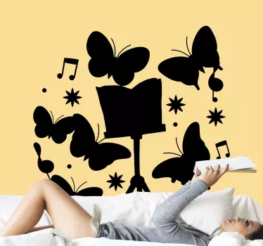 Naklejka na ścianę muzyczna Nuty motyla - TenStickers