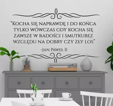 Naklejka na ścianę do sypialni Cytat Jan Paweł II - TenStickers