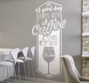 Naklejka na ścianę do kuchni napis wino kawa - TenStickers