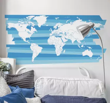 Naklejka ścienna Niebieska mapa świata - TenStickers