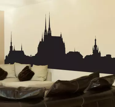 Naklejka na ścianę panorama sylwetka miasta praga - TenStickers