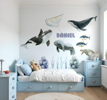 Naklejka na ścianę dla dzieci pastelowa scena oceaniczna - TenStickers