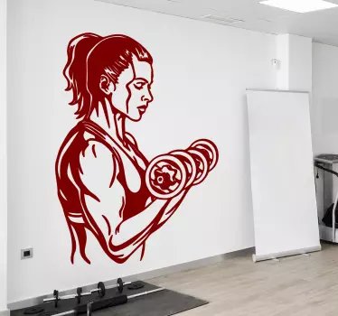 Naklejka na ścianę piłka nożna kobieta fitness podnosząca - TenStickers