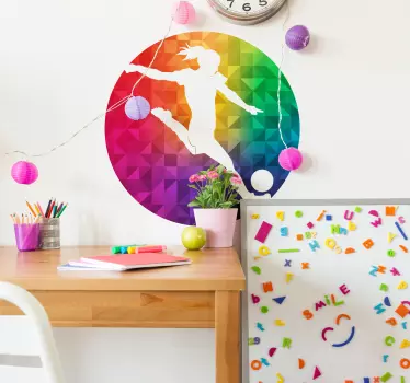 Naklejka na ścianę piłka Wielokolorowa piłka nożna kobiet - TenStickers