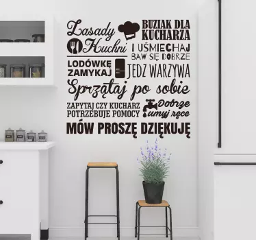 Naklejka na ścianę do kuchni Zasady kuchni - TenStickers