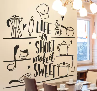 Naklejka na ścianę przyrządy kuchenne półka miłości - TenStickers