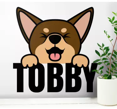 Naklejka na ścianę psy i koty uśmiechnięta twarz psa - TenStickers