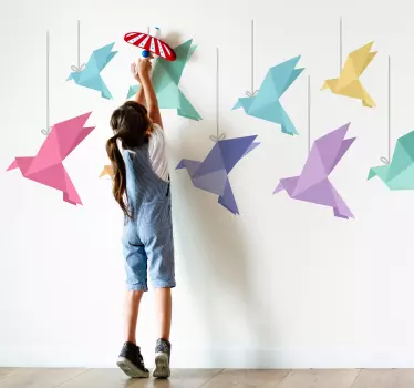 Naklejka na ścianę ptaki Kolorowe ptaki origami - TenStickers