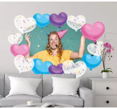 Naklejka na ścianę ramki kolorowe balony w serca - TenStickers