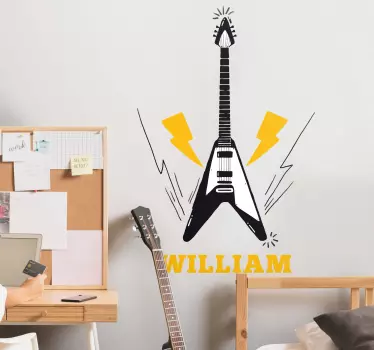 Naklejka na ścianę rock gitara elektryczna z imieniem - TenStickers