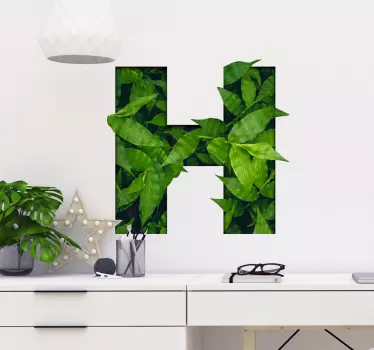 Naklejka na ścianę rośliny litera h z liśćmi - TenStickers