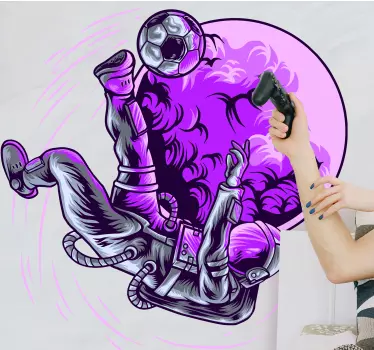 Naklejka na ścianę piłka nożna astronauta kopiący piłkę - TenStickers