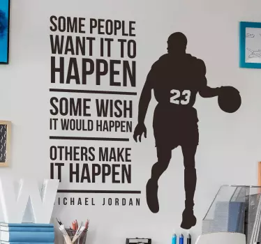 Naklejka na ścianę sylwetka jordan cytat napis - TenStickers