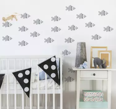 Naklejka na ścianę stalowo-srebrne rybki - TenStickers