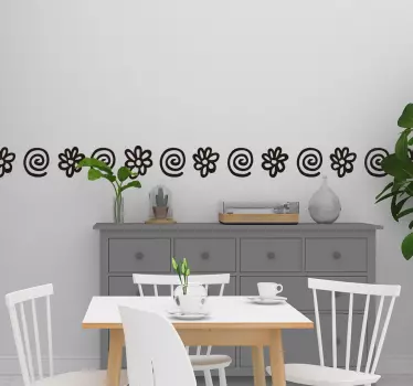 Naklejka na ścianę stokrotki i spiralne kształty - TenStickers