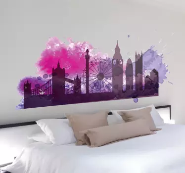 Naklejka na ścianę do sypialni kolorowy Londyn - TenStickers
