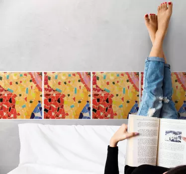 Naklejka na ścianę szlaczki kolorowa realistyczna mozaika - TenStickers