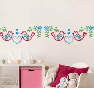 Naklejka na ścianę szlaczki kolorowych ptaków - TenStickers
