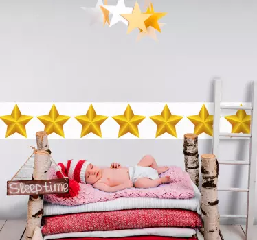 Naklejka na ścianę szlaczki projekt złotych gwiazd - TenStickers