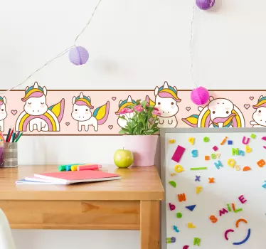 Naklejka na ścianę szlaczki urocze osobowości jednorożców - TenStickers