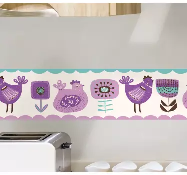Naklejka na ścianę szlaczki wesołe piórkowe postacie - TenStickers