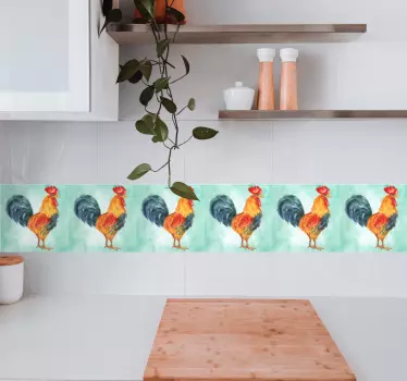 Naklejka na ścianę szlaczki żywy motyw koguta - TenStickers