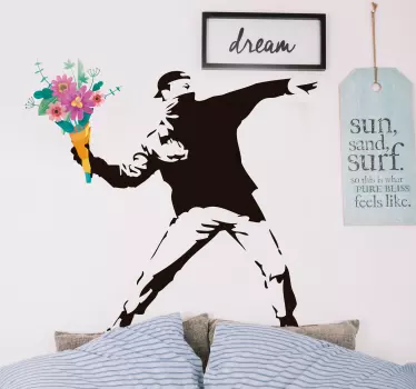 Naklejka na ścianę sztuka Kwiaty rewolucji banksy - TenStickers