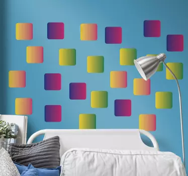 Naklejka ścienna Tęczowe kwadraty - TenStickers