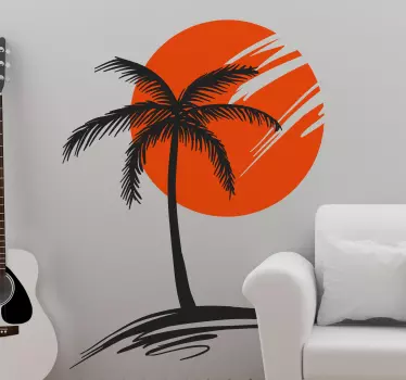 Naklejki na ścianę do salonu drzewo tropikalna palma - TenStickers