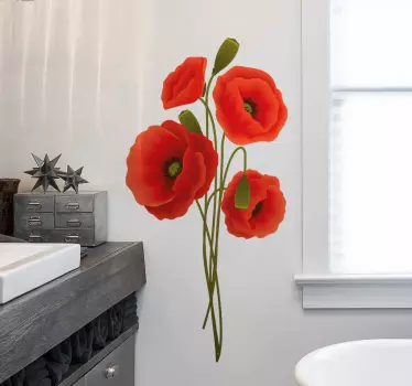 Naklejka na ścianę z delikatnymi kwiatami maku - TenStickers