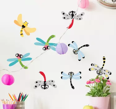 Naklejka na ścianę z kolorowymi ważkami - TenStickers