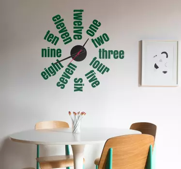 Naklejka na ścianę zegar liczby w języku angielskim - TenStickers